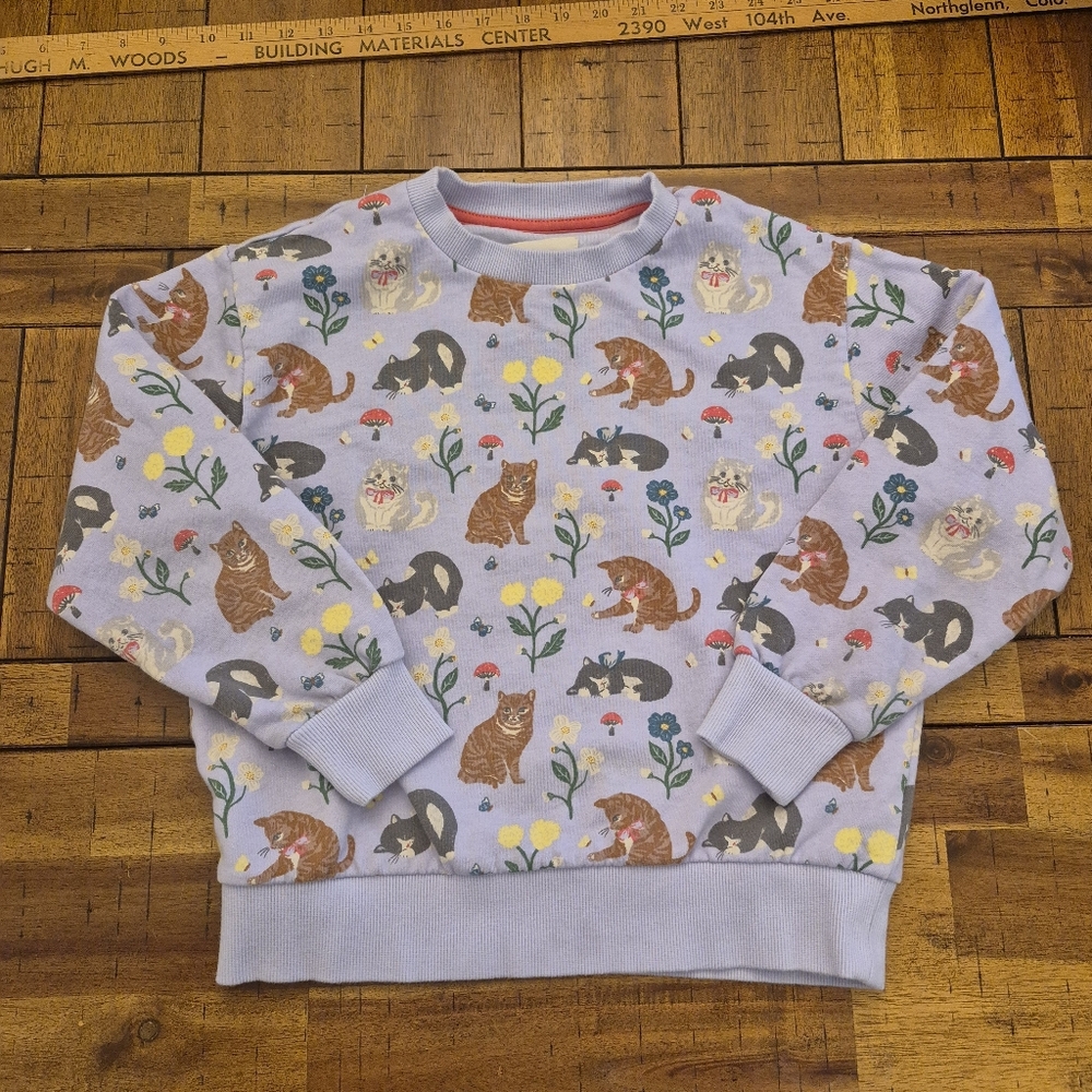 Mini Boden Purple Cotton Cat Sweatshirt 9/10